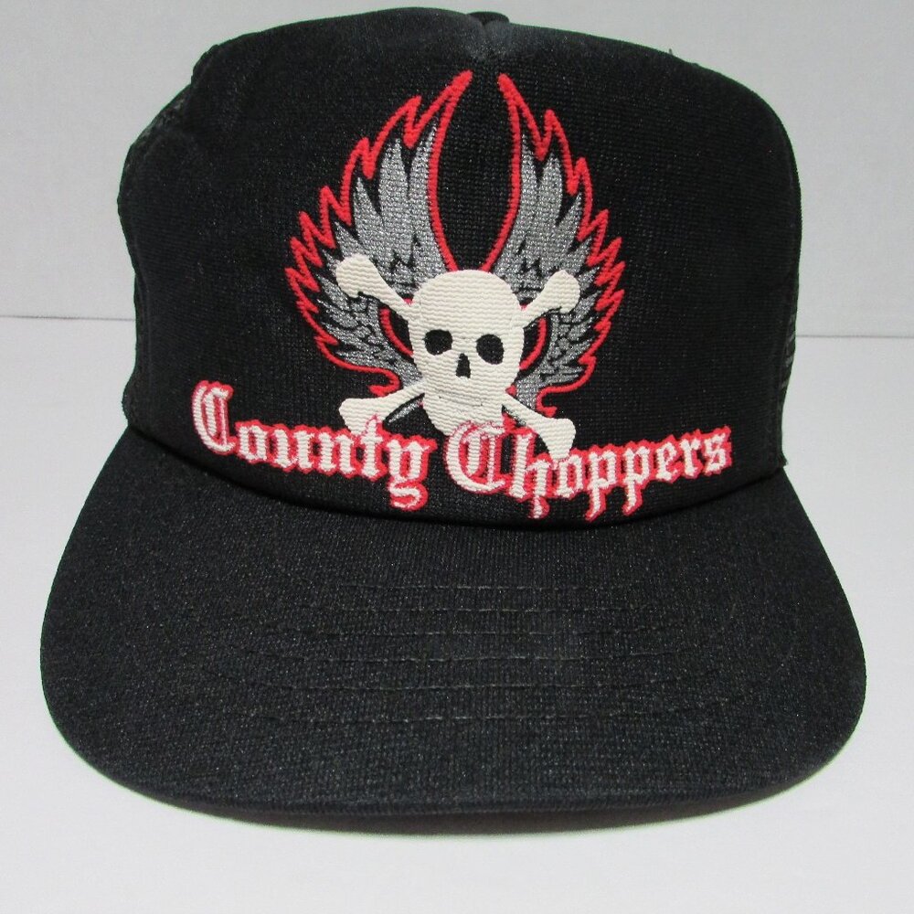 Vintage County Choppers Trucker Hat Mesh SnapBack Black Made in the USA NWOT